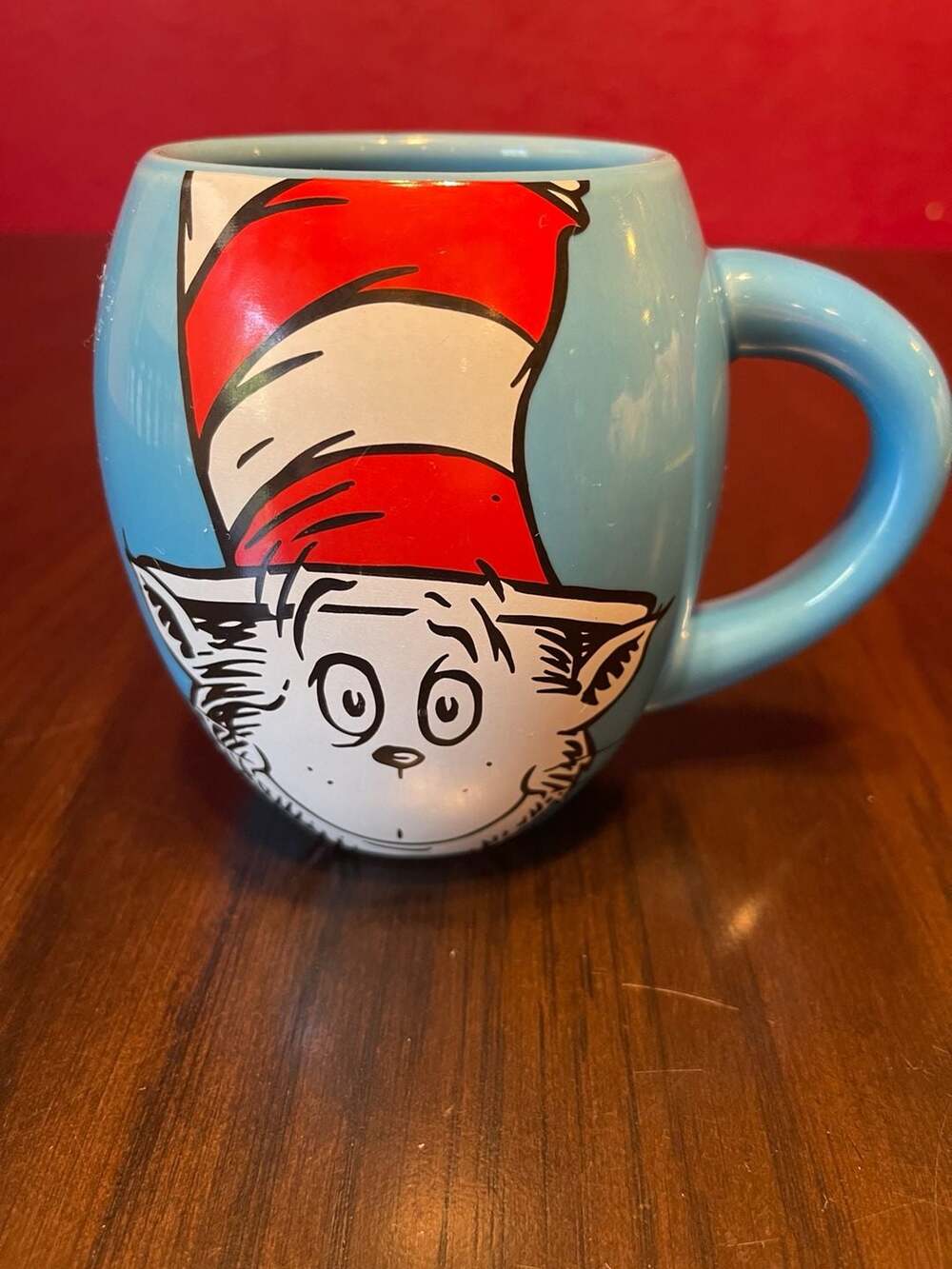 Dr. Seuss Cat in the Hat Blue Oval 20oz Coffee Mug